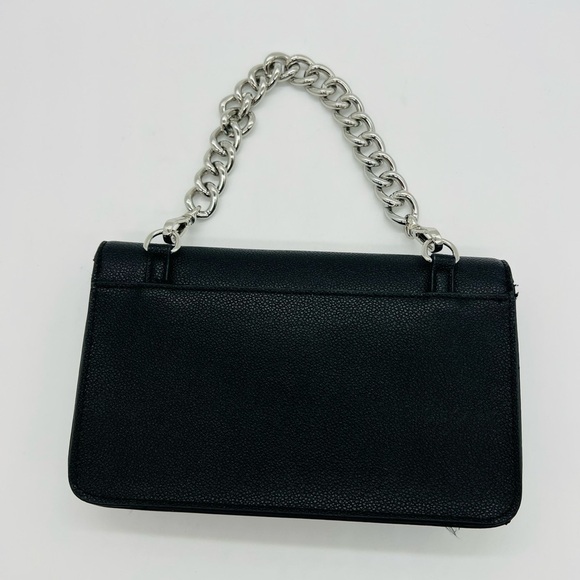 Womens black & gray small handbag with silver chain NWOT - Picture 3 of 10